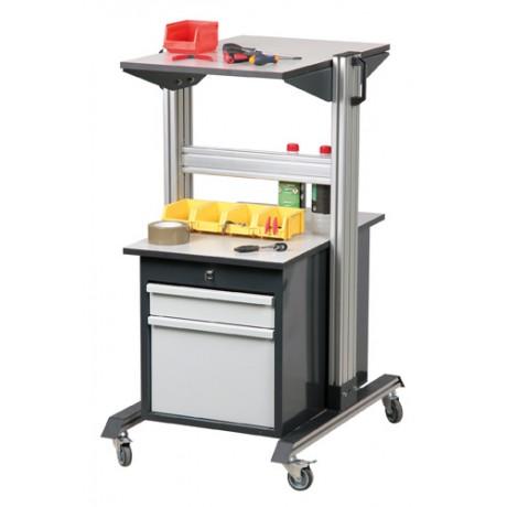 Desserte d'atelier à roulettes - coffre à tiroirs - châssis aluminium - charge max 60kg/étagère_0