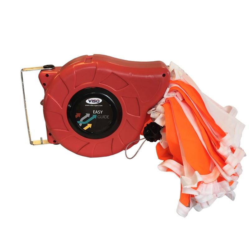 Enrouleur avec bandeau de signalisation 15m - Orange/Blanc_0