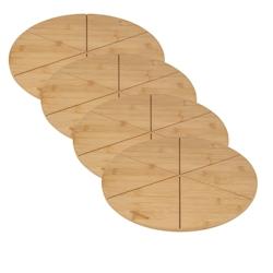 FACKELMANN Ensemble de 4 Planches à pizza avec rainures de coupe, Ø 32 cm - marron Bois massif 3176239931532_0