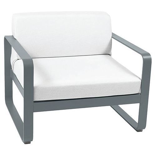 FAUTEUIL BELLEVIE GRIS ORAGE COUSSINS BLANC GRISÉ - FERMOB