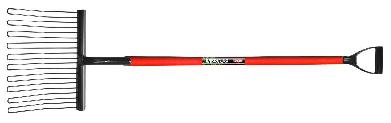 Fourche à fumier - dents rondes - manche bois verni 1m20 - 37cm - 10 dents - Polet_0