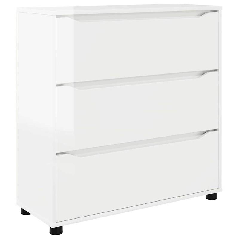 Helloshop26 - Armoire de rangement moderne minimaliste avec tiroirs 80 x 31 x 81 cm en bois d'ingénierie blanc brillant 02_0054625 - blanc Bois massi_0