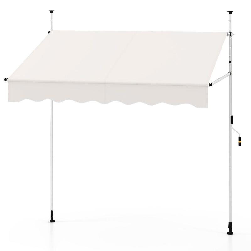 Helloshop26 - Auvent rétractable manuel 200 x 120 x 210-300 cm protection solaire réglable manivelle design extérieur en polyester 20_0010454 - alu_0