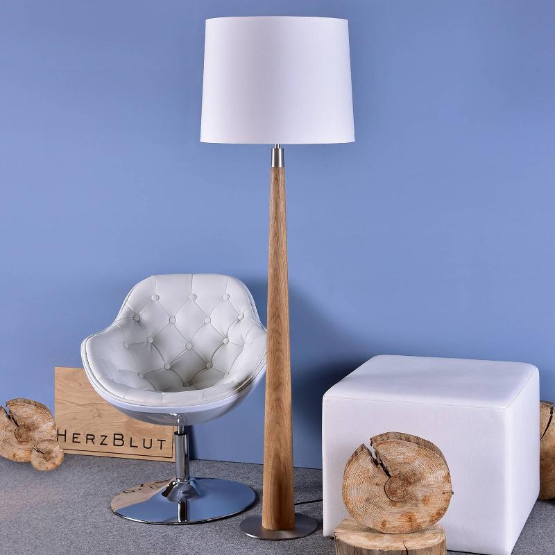 HERZBLUT CONICO LAMPADAIRE, BLANC, CHÊNE HUILÉ