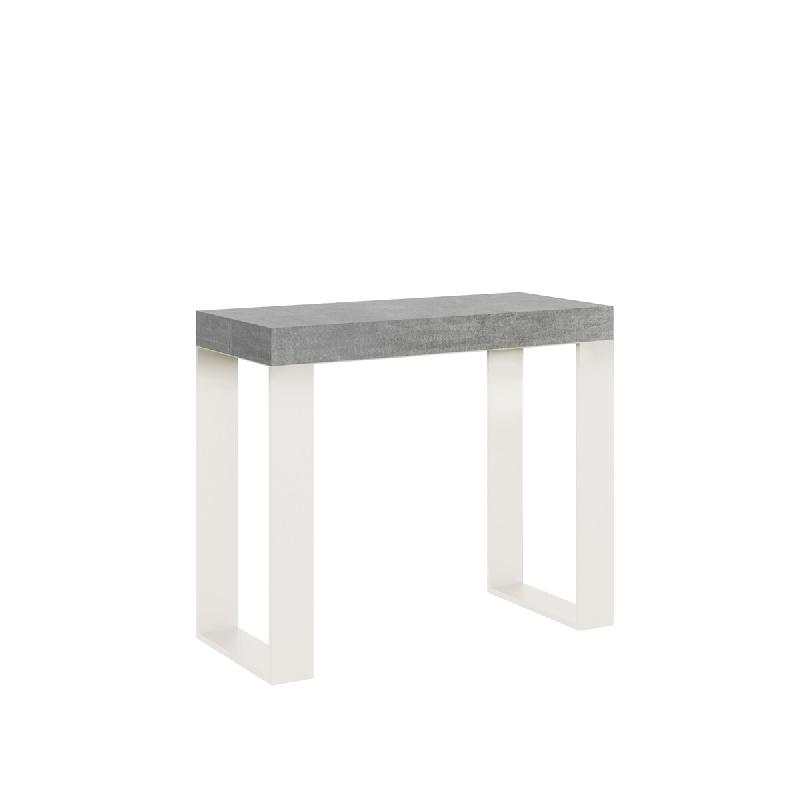 Itamoby Console Extensible 90X40/196 Cm Tecno Small Cemento Avec Cadre Blanc - marron VE090COTEC196-CM-BN_0