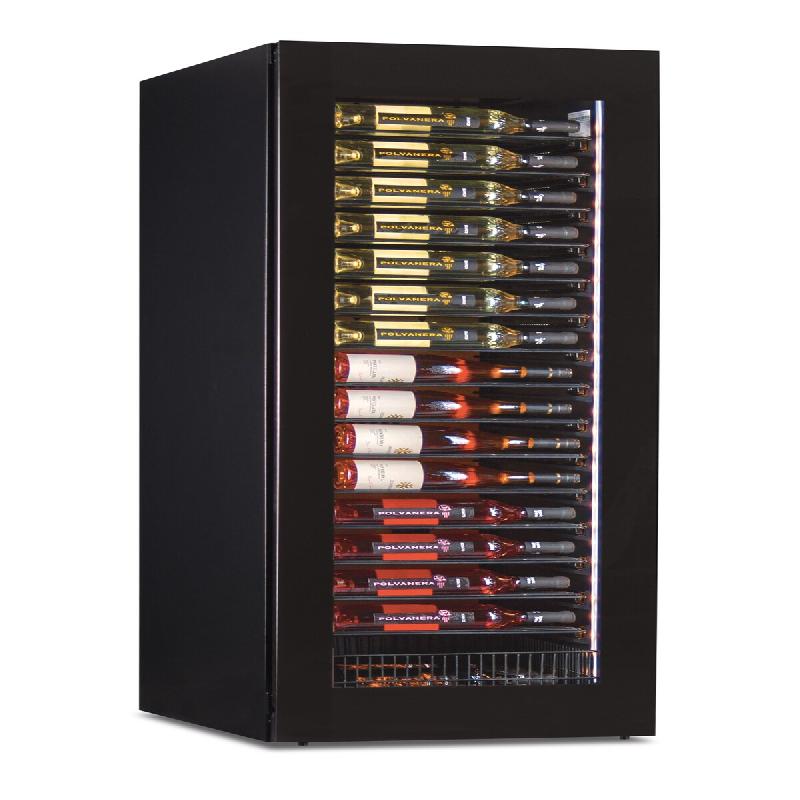 KLIMAITALIA Cave à vin fine 45 cm. 112 bouteilles. Porte en verre à l’infini. Éclairage LED. Étagères inox. Thermo num. Mod. SLIMWINE-SW112-1TB - 3979_0