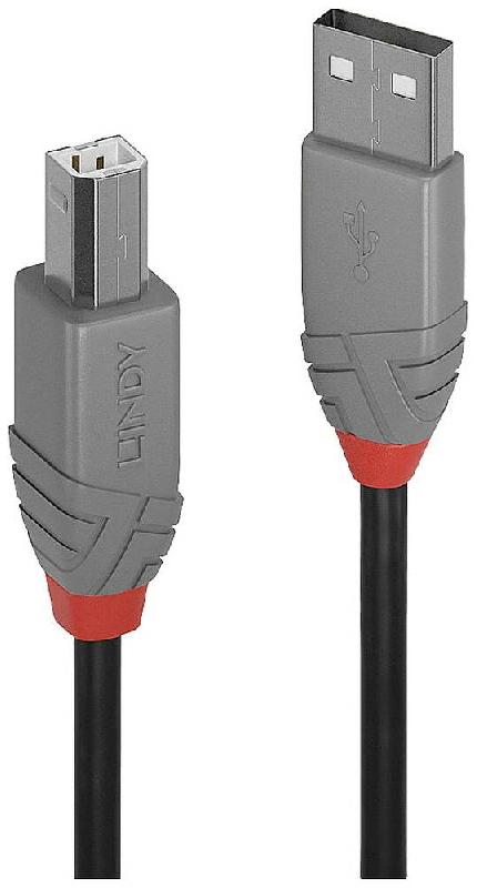 LINDY Câble USB USB 2.0 USB-A Mâle, USB-B Mâle 0,50 m Noir, Gris 36671 - 4002888366717_0