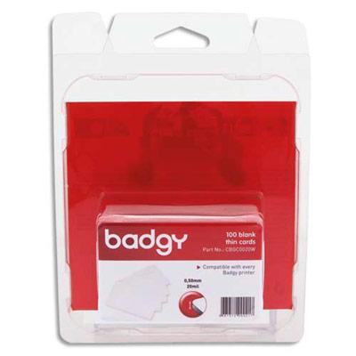 LOT 100 DE CARTES PVC FINES BADGY - 20MIL - 0,50MM