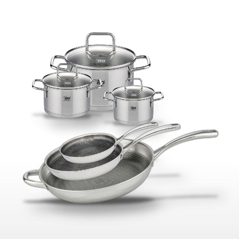 Lot 3 Poêles Elo Relief Evolution 24/28/32cm & 3 Faitouts Elo Citrin 12/14/20cm - gris inox 3176239958164_0