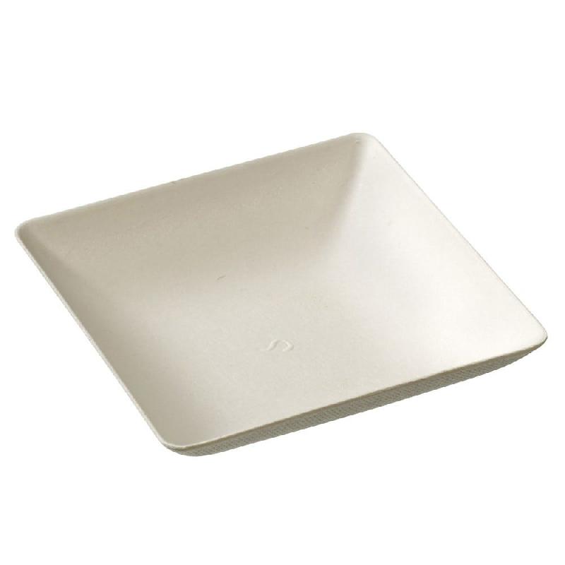 Mini assiette carrée Bagasse blanche 6,5cm - par 1000_0