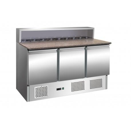 Mini table à pizza positive +2/+8°C - 3 portes - 400 litres - dessus granit - profondeur 700 mm - PS9031 - Nosem_0