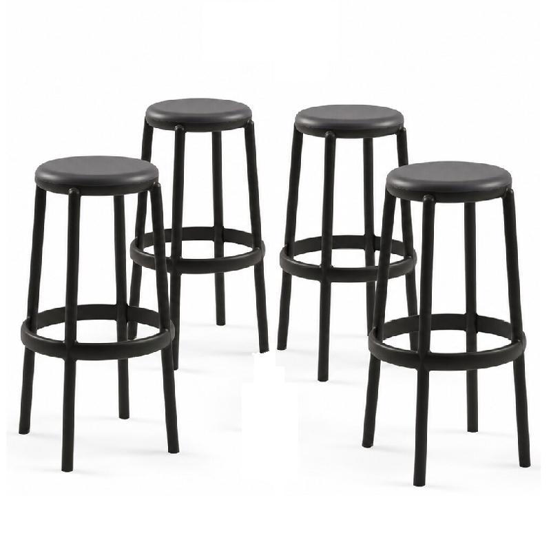 Mod. DUO anthracite Ensemble de 4 tabourets d'extérieur pour jardin, bar, terrasse, restaurant, été, hiver - gris 976_0