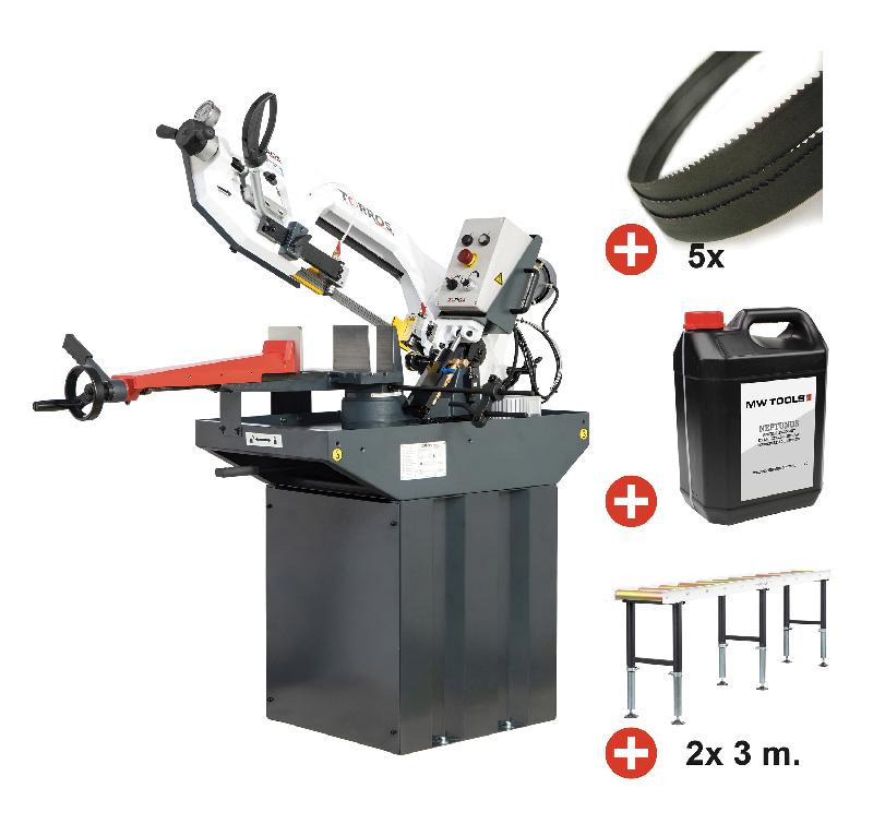 Pack scie à ruban pour métaux 225 mm - 230 V - Vitesse variable - 2 convoyeurs 3 m - 5 rubans - Liquide de coupe 5 L Torros SC281GV PACK 4_0