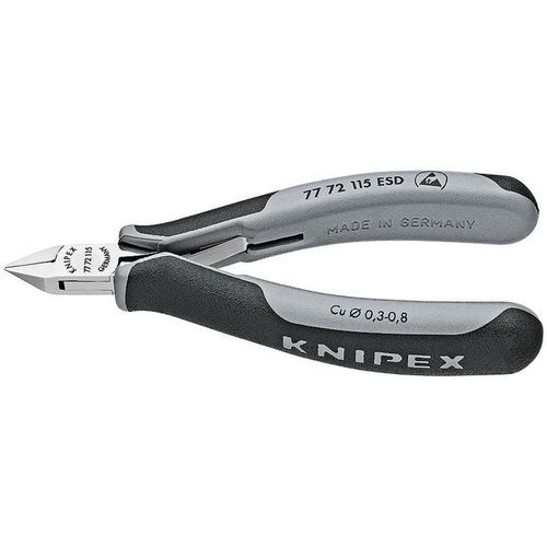 PINCE COUPANTE MINI-TÊTE POINTUE 115MM - RESSORT - BI-MATIÈRE ESD - KNIPEX
