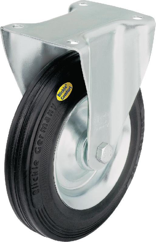 ROUL FIXE F=120KG DIAM=125MM ROUE CAOUTCHOUC FLASQUE TOLE - MANUTAN COLLECTIVITÉS