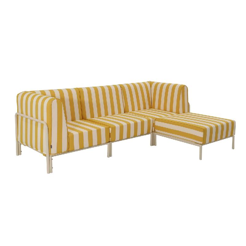 Salon de jardin bas modulable rayé 4 places jaune - jaune aluminium 115899_0