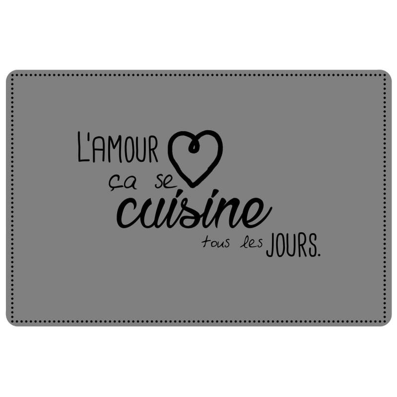 SET DE TABLE CUISINE AMOUR 28X43CM GRIS - PARIS PRIX_0