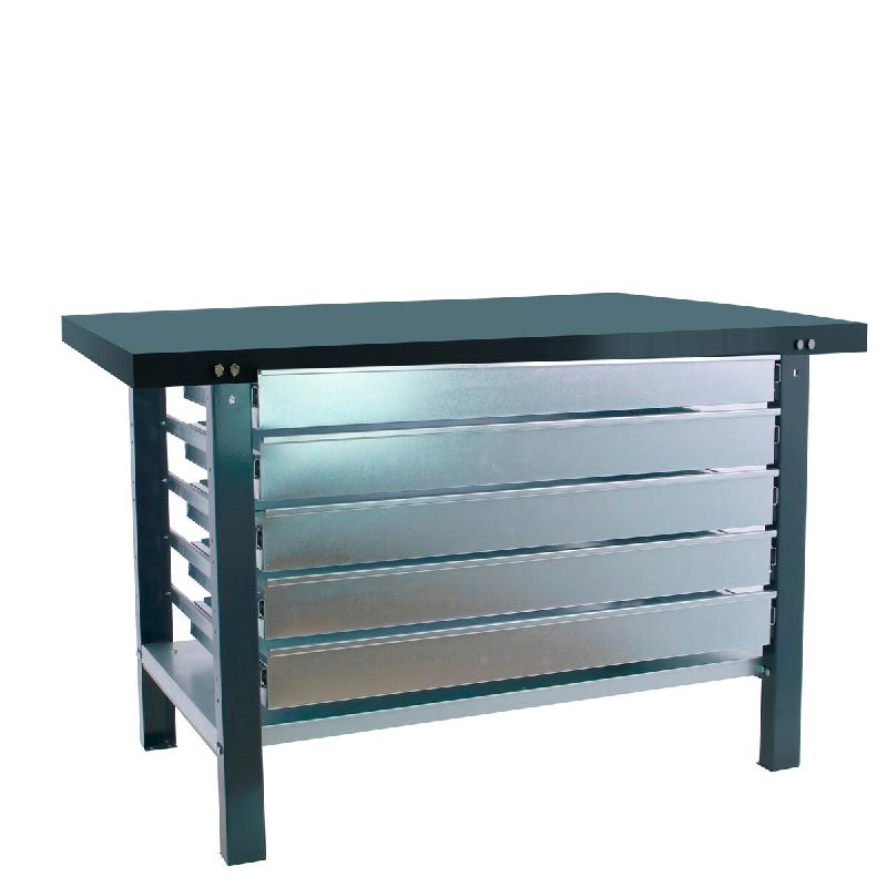 SimonRack Établi industriel avec 5 tiroirs, 1800x730 mm, haute rigidité structurelle, Charge 700 kg, Noir - BT-6 PRO - noir métal 8425437126246_0