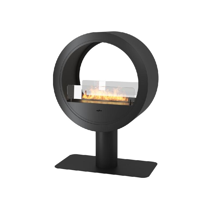 SOLOLED Cheminée au Bioéthanol à poser Incyrcle Stand 2Side - Bio-cheminée ronde design avec double face d.70cm - noir 0803173016737_0