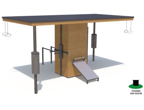 Station de fitness M KUBE - robuste, durable, ouverte sur l'extérieur avec équipements variés pour 8 utilisateurs_0