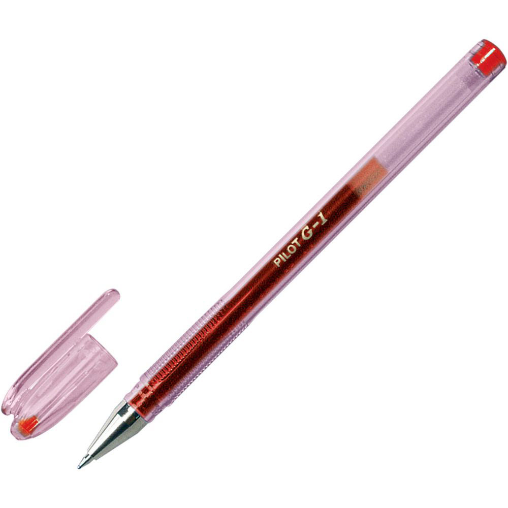 STYLO A ENCRE GEL PILOT G-1 - POINTE FINE - 0,7 MM - AVEC ZONE DE PREHENSION - CORPS TRANSPARENT - ENCRE ROUGE