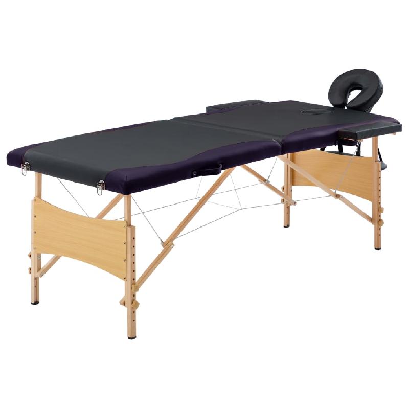 TABLE DE MASSAGE PLIABLE LIT DE MASSAGE BANC CANAPÉ THÉRAPIE COSMÉTIQUE PORTABLE PROFESSIONNEL SHIATSU REIKI 2 ZONES BOIS NOIR 02_0001813_0