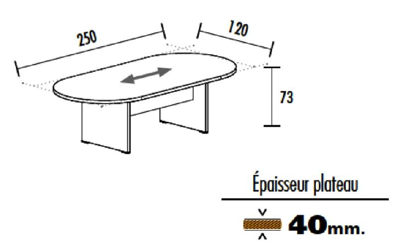 Table de réunion ovale TAK- Mobel Linea - 250, Acacia foncé_0
