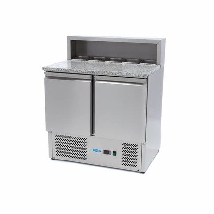 Table à pizza réfrigérée - Maxima - 2 portes en acier inoxydable avec plan de travail en granit - 285L_0