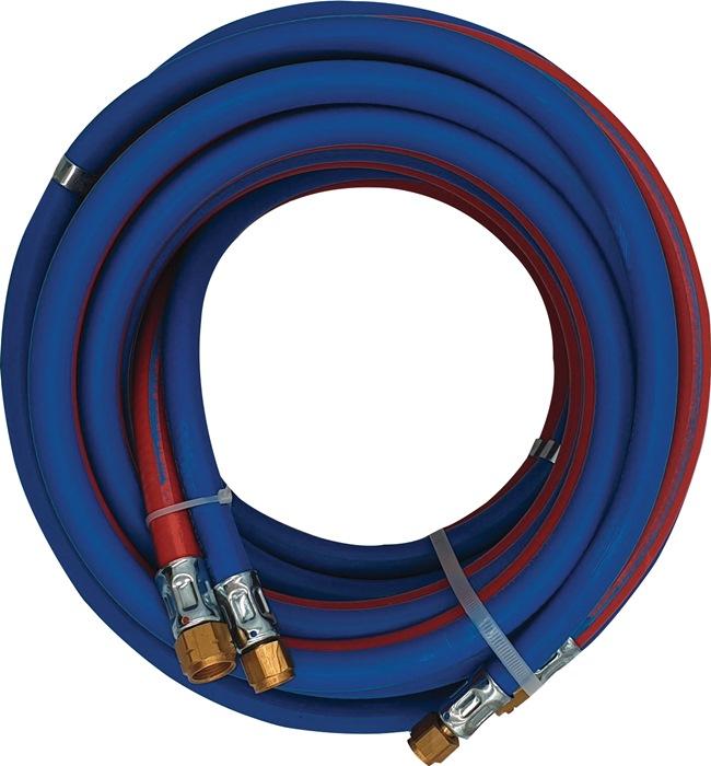Tuyau de soudage autogène jumelé longueur 15 m D. Intérieur 6 / 9 mm épaisseur de paroi 5 / 3,5 mm bleu / rouge_0