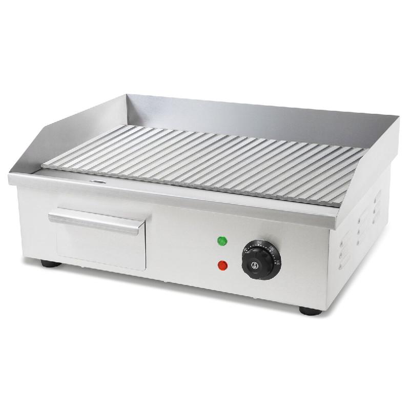 VERTES Plaque de cuisson/plancha électrique, 3000 W, acier inoxydable, surface de cuisson rainurée 55 x 35 cm, thermostat, température 50-300 °C -_0