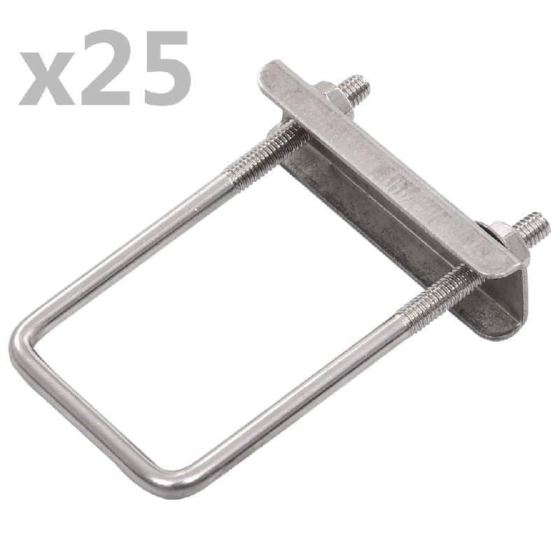 Vidaxl ensemble de 25 connecteurs en u pour poteau de clôture 60x40 mm 144504_0