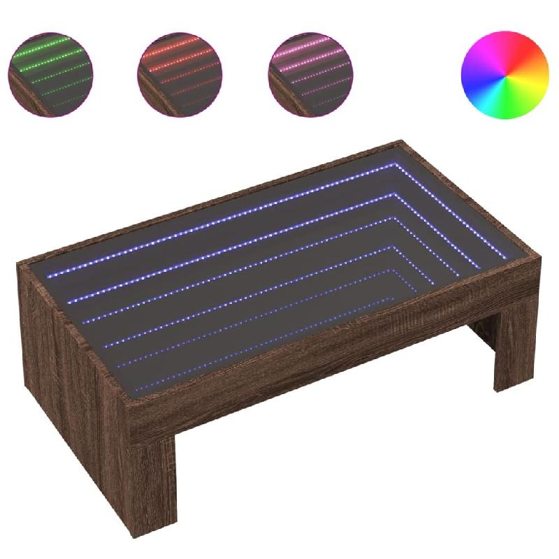VidaXL Table basse avec LED infini chêne marron 90x50x30 cm Modèle Zenith Prestige - 847622_0