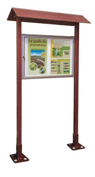 Vitrine aluminium bois - taille d'affichage de 8 à 27 A4 - plexi chocs 4mm - serrure de sécurité - finition anodisée argent/acajou_0