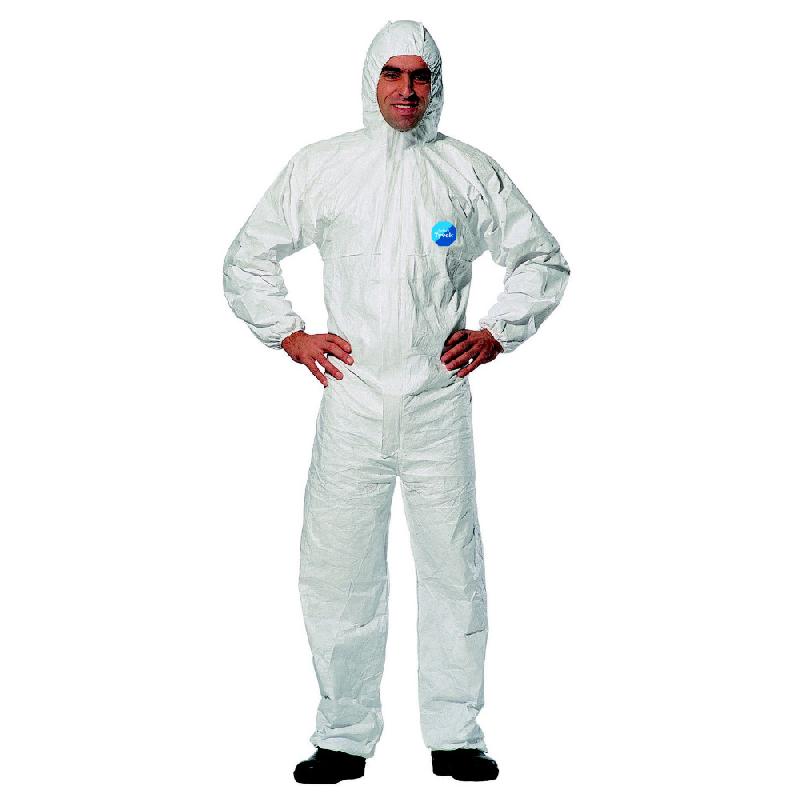 5 COMBINAISONS BLANCHES EN NON TISSÉ TYVEK, PROTECTION TYPE 5 ET 6, TAILLE XXL
