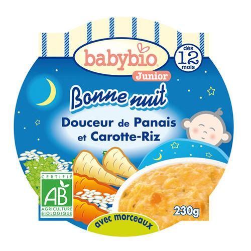 BABYBIO - MON ASSIETTE PANAIS ET CAROTTE RIZ NUIT 230G DÈS 12 MOIS 230GR