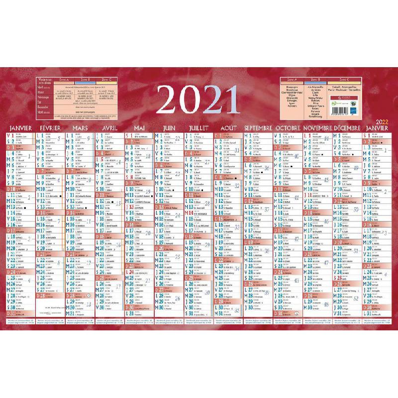 Calendrier 2024 Bouchut bancaire rouge 21 x 26,5 cm - JPG