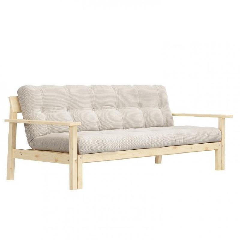 CANAPÉ CONVERTIBLE FUTON UNWIND PIN NATUREL COLORIS IVOIRE 130 X 190 CM._0