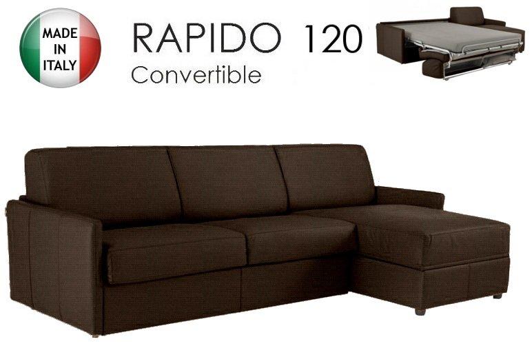 Canapé d'angle SUN convertible express 120cm tweed marron - Matelas 16cm haute résilience_0
