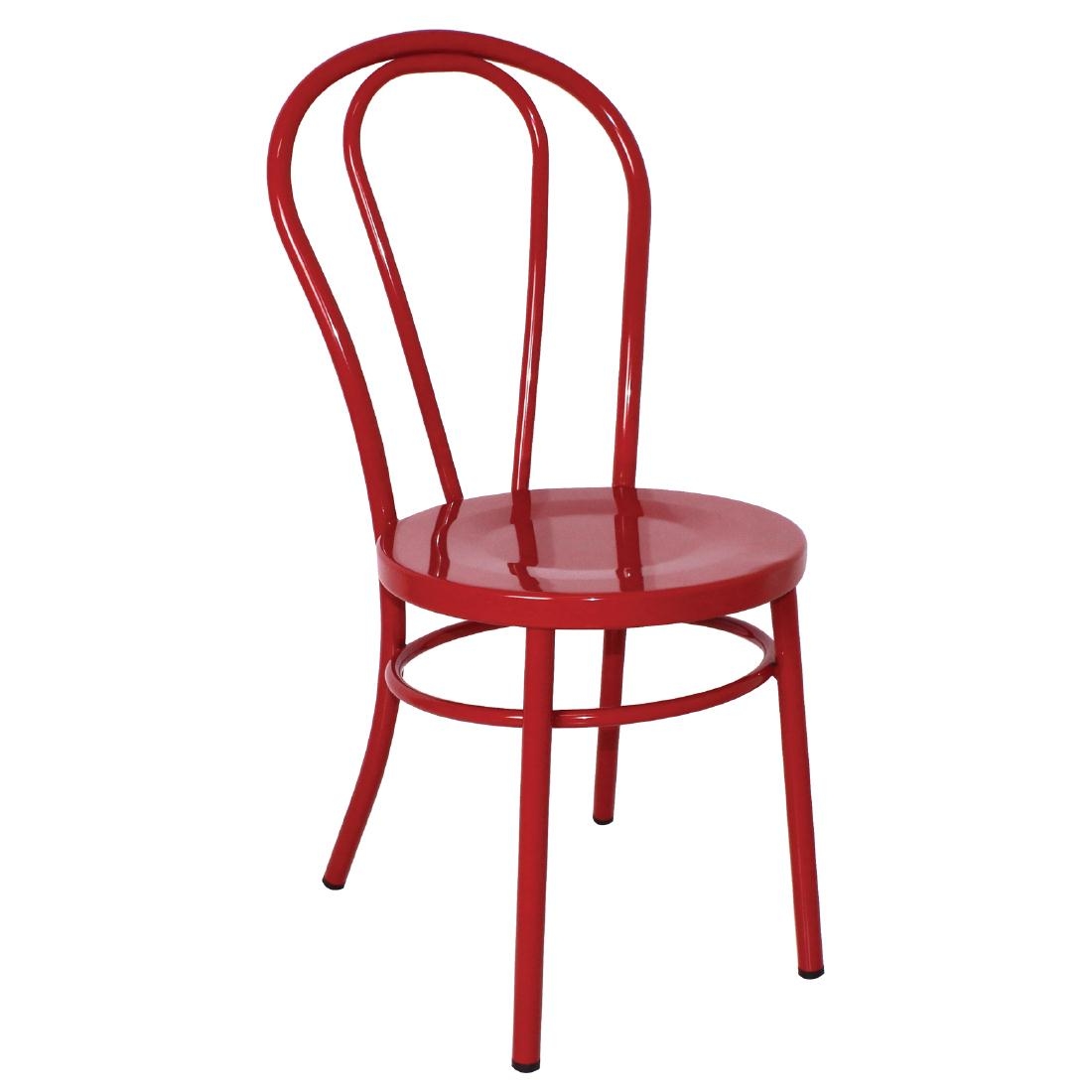 Chaises style bois courbé en acier Bolero rouges - lot de 2 - usage intérieur - dossier confortable_0