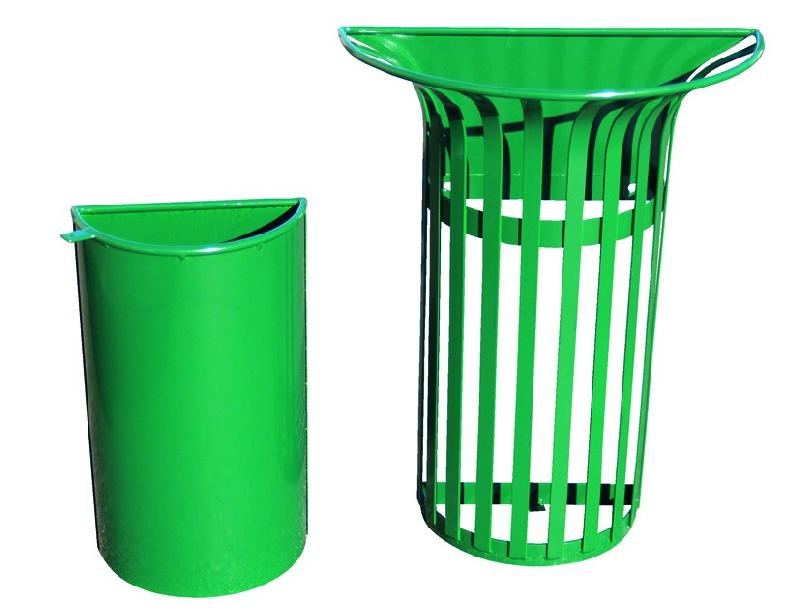 Corbeille Tulipe demi-ronde avec seau - Poubelle publique design_0