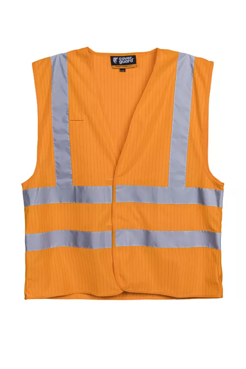 Gilet FR - 98% Polyester/2% Fibre antistatique - Orange HV - Référence : 5HOD17_0