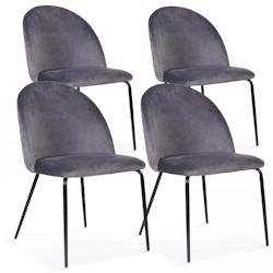 Oviala Business Lot de 4 chaises en velours grises - Oviala - gris 108107_0