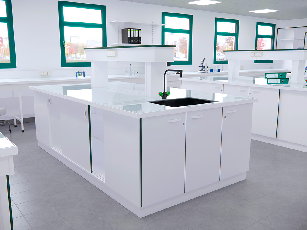 Meuble porteur sur mesure pour laboratoire - Possémé - Fixé sous paillasse avec pieds ajustables_0
