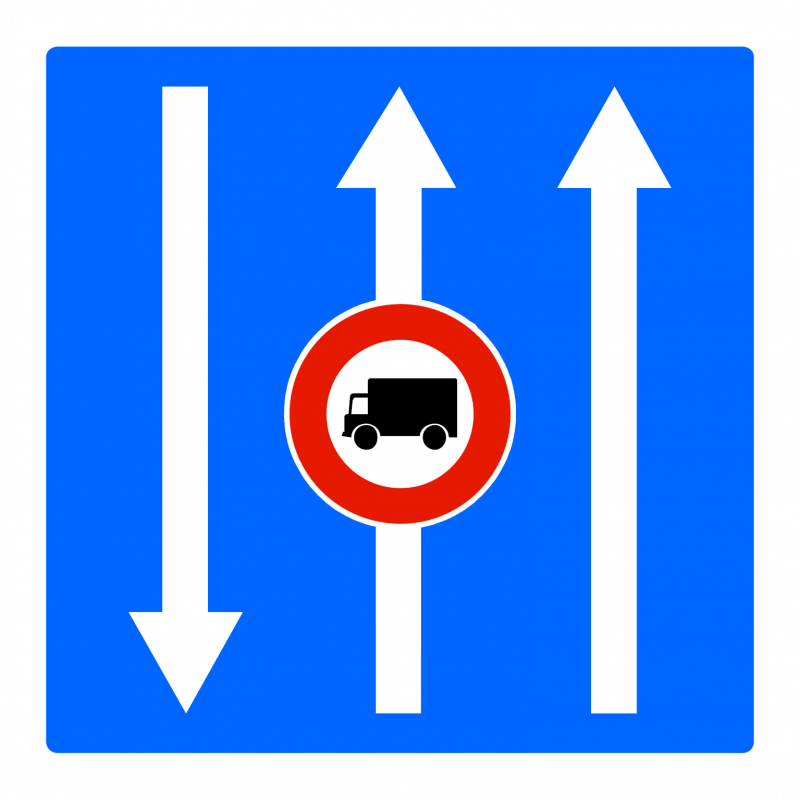 Panneau indication C24a - Conditions particulières de circulation par voie sur la route suivi (camion) - WP Signalisation_0