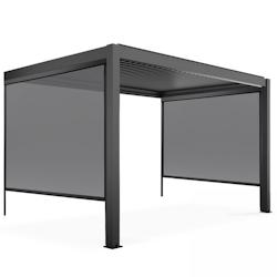 Oviala Business - Pergola bioclimatique adossée 3x4m avec 2 Stores 2,66 x 2,34 m - Gris aluminium - Réf. 109345_0