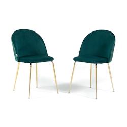 RATTATAN Lot de 2 chaises en velours décoratif d’intérieur, pieds en métal, design élégant pour cuisine, salle à manger, restaurant – Sara _0