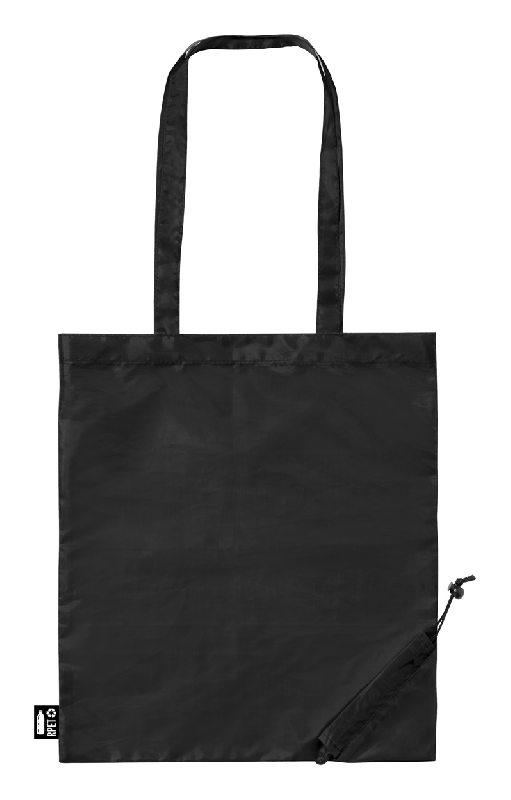 Sac shopping pliable en RPET - polyester RPET labélisé - 34g - couleur noir_0