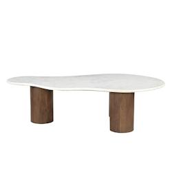 SIT Möbel Table basse | Plateau en marbre blanc | Pieds en manguier brun massif | L 135 x P 80 x H 40 cm - multicolore 14788-30_0