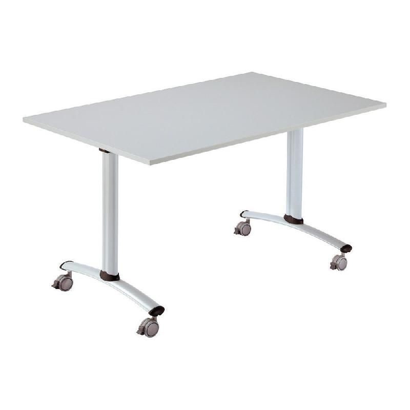 TABLE À PLATEAU BASCULANT DROIT - L. 160 X P. 80 CM - PLATEAU GRIS - PIEDS ALUMINIUM