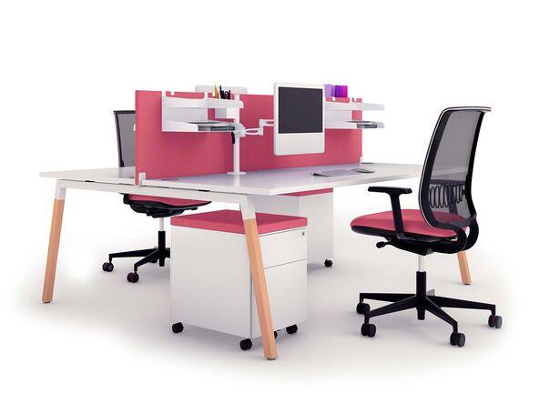 Bureau bench 2 personnes pieds bois naturel_0
